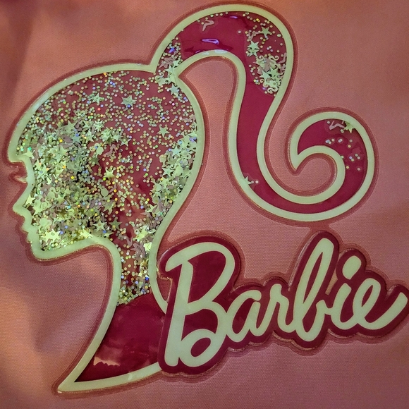Barbie Handbags - Barbie Movie Logo Pink Glitter Tote Shoulder Handle Bag Approx 14" x 13.5"
